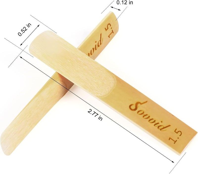 Sovvid 10 Pack Bb Clarinet Reeds with Plastic Box, Strength 1.5 Reeds for Clarinet, Thinner Reed Tip & Unfiled Cut for Easy of Play, Traditional Reeds for Clarinet Beginner and Player - Image 2